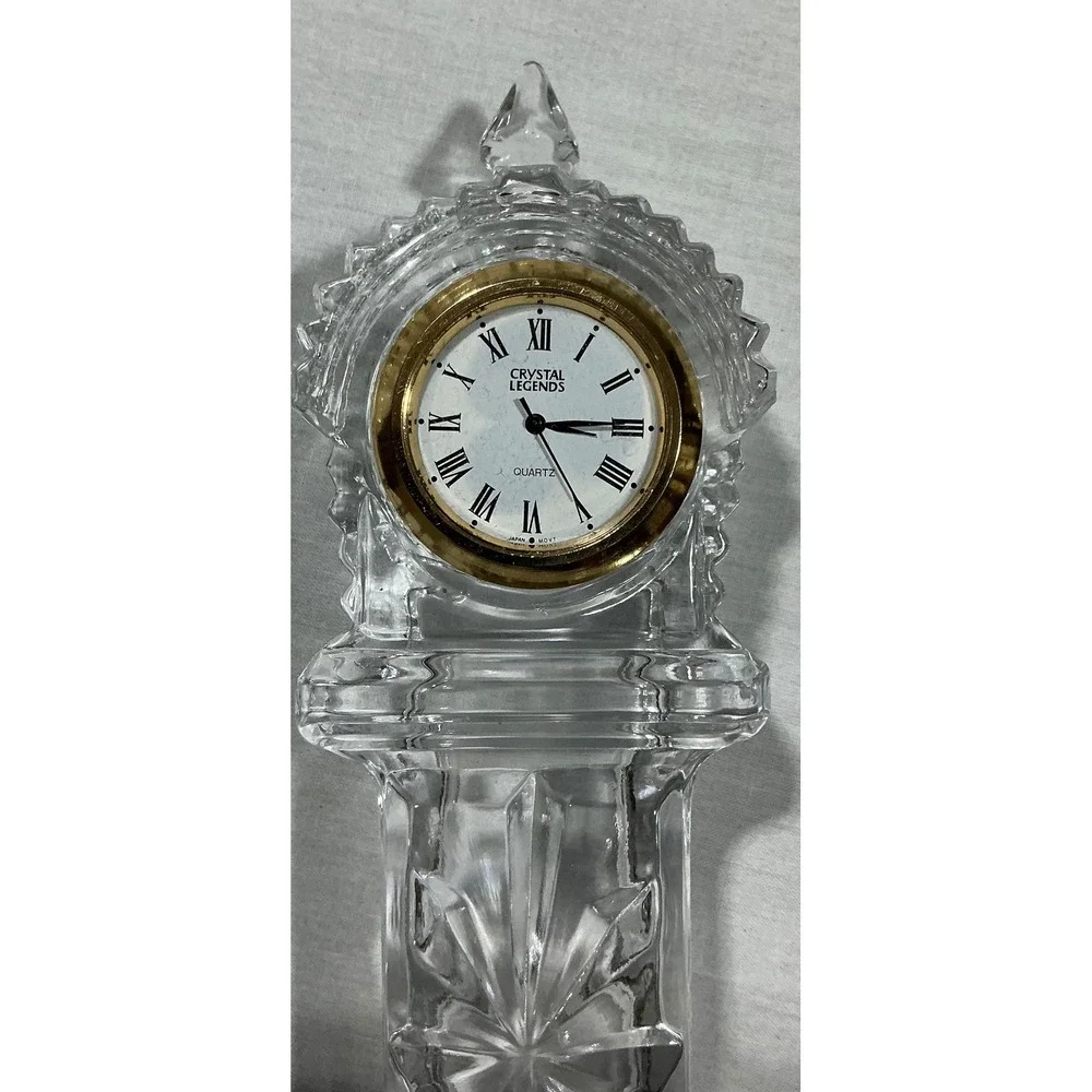 Godinger Crystal Legends Lead Crystal Grandfather Clock Quartz 8in